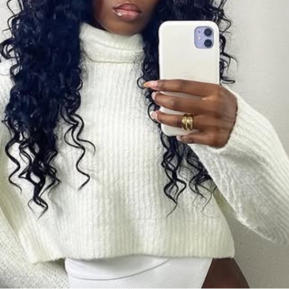 Glassons White Chunky Knit Turtleneck Sweater